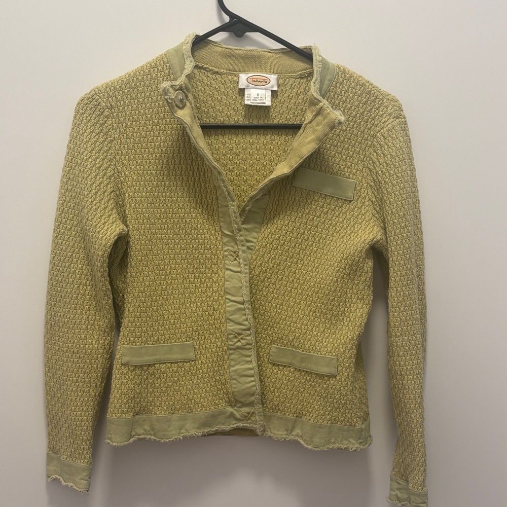 Lime Green 100% Cotton Button Down Cardigan